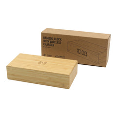 Bamboo Wireless Charger with Clock | Corporate Tech Gift – Yalla Printing UAE
