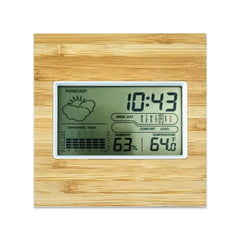 Custom Printed Multi-Function Bamboo Digital Clock with Weather Forecast, Calendar, Alarm, Temperature | Logo Branding Corporate Gift | UAE Delivery | Yalla Printing UAE