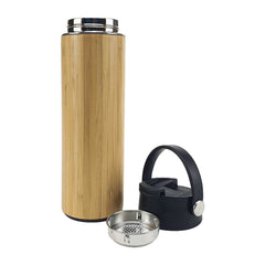 Custom Printed Bamboo Flask With Tea Infuser - Stainless Steel | Exhibitions, Conferences, Corporate Events | Yalla Printing UAE