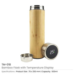 Bamboo Flask with Temperature Display – Yalla Printing UAE