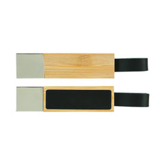 Custom Printed Bamboo LED Logo USB With Strap 64Gb V. 3.0 - Bamboo | Logo Branding Corporate Gift | UAE Delivery | Yalla Printing UAE