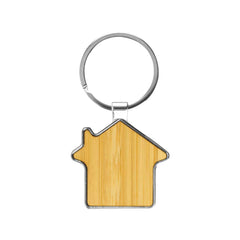 Custom Printed Bamboo & Metal Keychain House Shaped - Stainless Steel | Logo Branding Corporate Gift | UAE Delivery | Yalla Printing UAE