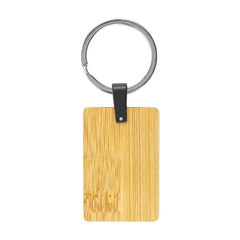 Custom Printed Bamboo & Metal Keychain Rectangle - Stainless Steel | Exhibitions, Conferences, Corporate Events | Yalla Printing UAE