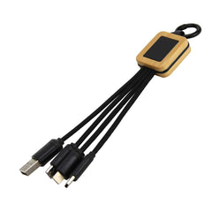 Custom Printed Bamboo Light Up Logo Multi - Charging Cables - Bamboo | Exhibitions, Conferences, Corporate Events | Yalla Printing UAE