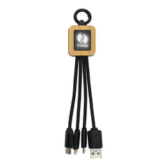 Custom Printed Bamboo Light Up Logo Multi - Charging Cables - Bamboo | Exhibitions, Conferences, Corporate Events | Yalla Printing UAE