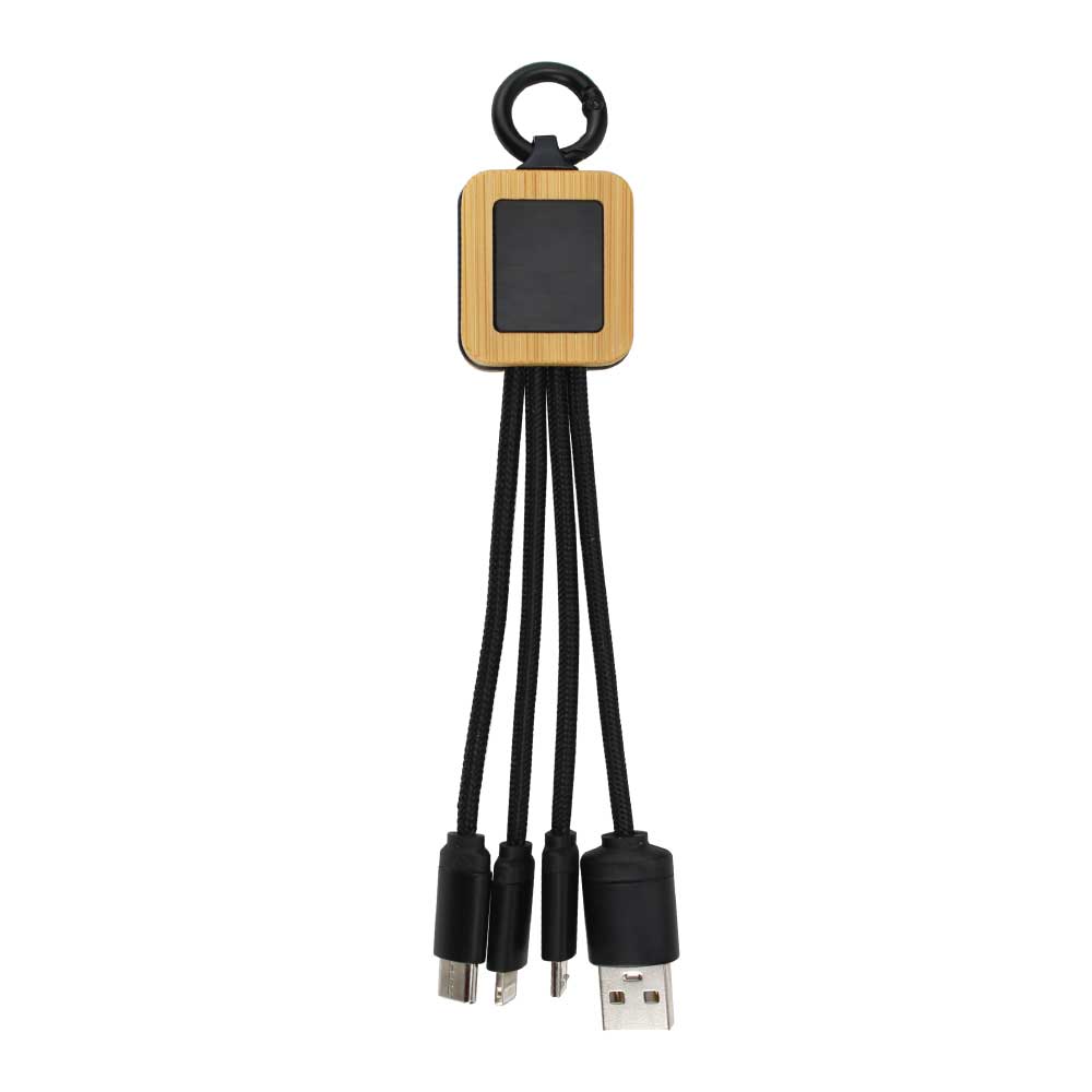 Custom Printed Bamboo Light Up Logo Multi - Charging Cables - Bamboo | Exhibitions, Conferences, Corporate Events | Yalla Printing UAE