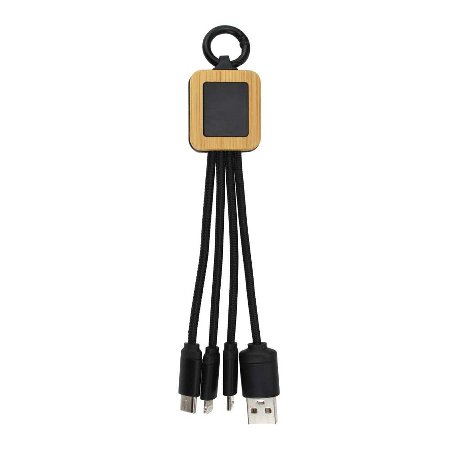 Custom Printed Bamboo Light Up Logo Multi - Charging Cables - Bamboo | Exhibitions, Conferences, Corporate Events | Yalla Printing UAE