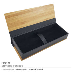 Bamboo Pen Box with Velvet Interior | Logo Printed Business Gift – Yalla Printing UAE