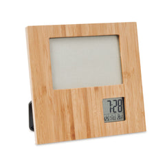 Bamboo Photo Frame with Digital Clock – Yalla Printing UAE