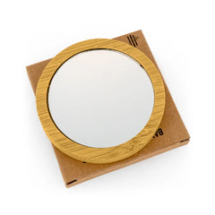 Custom Printed Bamboo Pocket Mirrors In Round - Shaped, Lightweight & Portable - Bamboo With Portable Structure | Logo Branding Corporate Gift | UAE Delivery | Yalla Printing UAE