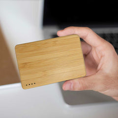 Custom Printed Bamboo Powerbank 5000 Mah Type C Input And Output - Bamboo With Portable Structure | Logo Branding Corporate Gift | UAE Delivery | Yalla Printing UAE