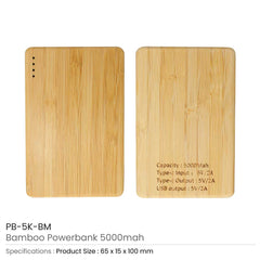 Bamboo Powerbank 5000 mAh Type C Input and Output
