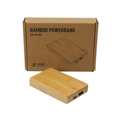 Custom Printed Bamboo Powerbank 5000 Mah Type C Input And Output - Bamboo With Portable Structure | Logo Branding Corporate Gift | UAE Delivery | Yalla Printing UAE