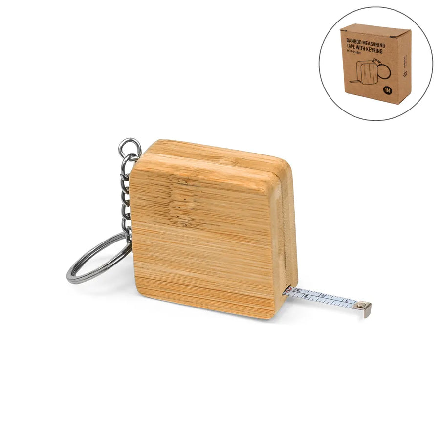 Bamboo Retractable Measuring Tape Keychains | Custom Packaging Printing | Free Design Support | Yalla Printing UAE