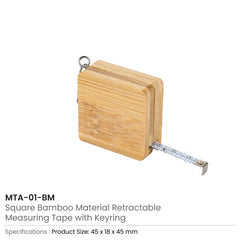 Bamboo Retractable Measuring Tape Keychains | Custom Packaging Printing | Free Design Support | Yalla Printing UAE