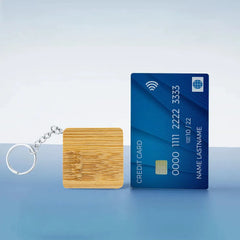 Custom Printed Bamboo Retractable Measuring Tape Keychains - Bamboo | Logo Branding Corporate Gift | UAE Delivery | Yalla Printing UAE