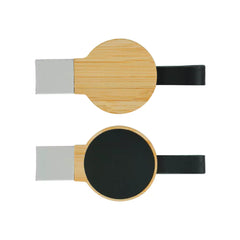 Custom Printed Bamboo Round LED Logo USB With Strap 64Gb V. 3.0 - Bamboo | Logo Branding Corporate Gift | UAE Delivery | Yalla Printing UAE