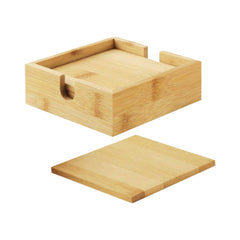 Bamboo Tea Coasters with Case – Yalla Printing UAE