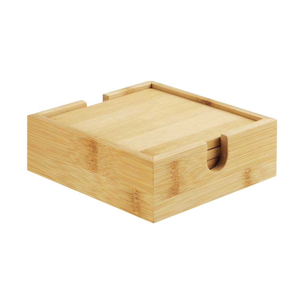 Bamboo Tea Coasters with Case – Yalla Printing UAE