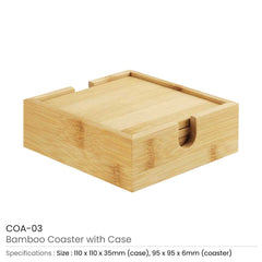 Bamboo Tea Coasters with Case – Yalla Printing UAE