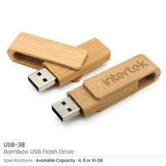 Custom Printed Bamboo USB Flash Drives - Bamboo | Logo Branding Corporate Gift | UAE Delivery | Yalla Printing UAE