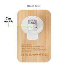 Custom Printed Bamboo Wireless Car Charger 15W Fast Charging & Type C - Bamboo | Logo Branding Corporate Gift | UAE Delivery | Yalla Printing UAE