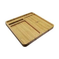 Bamboo 15W Wireless Desk Fast Charging Pad and Organizer | Corporate Tech Gift – Yalla Printing UAE