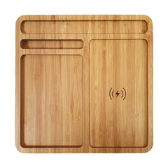 Bamboo 15W Wireless Desk Fast Charging Pad and Organizer | Corporate Tech Gift – Yalla Printing UAE