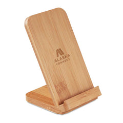 Custom Printed Eco - Friendly Bamboo 10W Wireless Charger Stand - Bamboo | Logo Branding Corporate Gift | UAE Delivery | Yalla Printing UAE