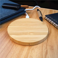 Bamboo 10W Wireless Charging Pads | Corporate Tech Gift – Yalla Printing UAE