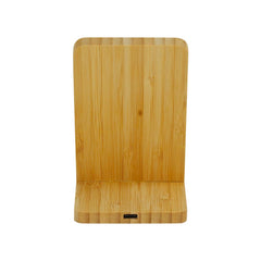 Custom Printed Bamboo Fast Wireless Charger Stand 15W With LED Logo - Bamboo | Logo Branding Corporate Gift | UAE Delivery | Yalla Printing UAE