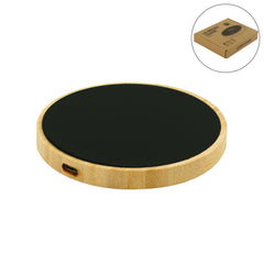 Custom Printed Bamboo Wireless Charger 15W Fast Charging & LED Logo - Bamboo | Logo Branding Corporate Gift | UAE Delivery | Yalla Printing UAE