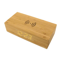 Bamboo Wireless Charger with Clock | Corporate Tech Gift – Yalla Printing UAE