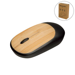 Custom Printed Bamboo Wireless Mouse In Black Color - Bamboo | Logo Branding Corporate Gift | UAE Delivery | Yalla Printing UAE