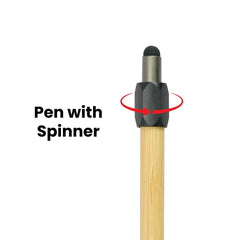 Custom Printed Bamboo And Metal Stylus Pens With Spinner (Blue Ink) - Stainless Steel | Logo Branding Corporate Gift | UAE Delivery | Yalla Printing UAE