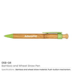Custom Printed Bamboo With Wheat Straw Pens - Bamboo | Logo Branding Corporate Gift | UAE Delivery | Yalla Printing UAE
