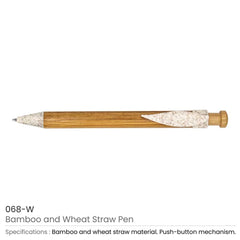 Custom Printed Bamboo With Wheat Straw Pens - Bamboo | Logo Branding Corporate Gift | UAE Delivery | Yalla Printing UAE