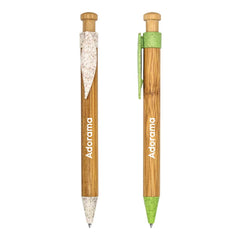 Custom Printed Bamboo With Wheat Straw Pens - Bamboo | Logo Branding Corporate Gift | UAE Delivery | Yalla Printing UAE