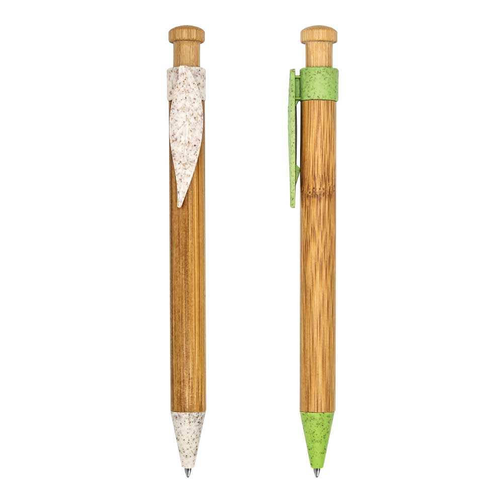 Custom Printed Bamboo With Wheat Straw Pens - Bamboo | Logo Branding Corporate Gift | UAE Delivery | Yalla Printing UAE