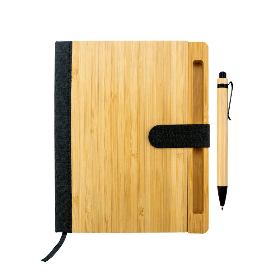 Bamboo Pens – Bamboo and rPET Notebooks with Pen , A5 , Bookmark & Magnetic Clasp | Corporate Gifts & Promotions – Yalla Printing UAE