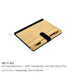 Bamboo Pens – Bamboo and rPET Notebooks with Pen , A5 , Bookmark & Magnetic Clasp | Custom Packaging Printing | Free Design Support | Yalla Printing UAE