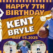 Custom Basketball Theme Blue Color Banner for Boys - Personalized Birthday Decor - Yalla Printing