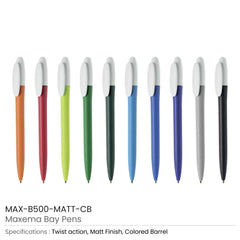 Custom Printed Maxema Bay Pens Colored Barrel | Logo Branding Corporate Gift | UAE Delivery | Yalla Printing UAE