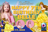 Beauty and the Beast Birthday Banner" - Enchanting Celebration for Your Princess - Yalla Printing