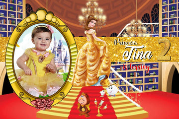 Custom Beauty and the Beast Princess Style Birthday Banner - Personalized with Name and Age