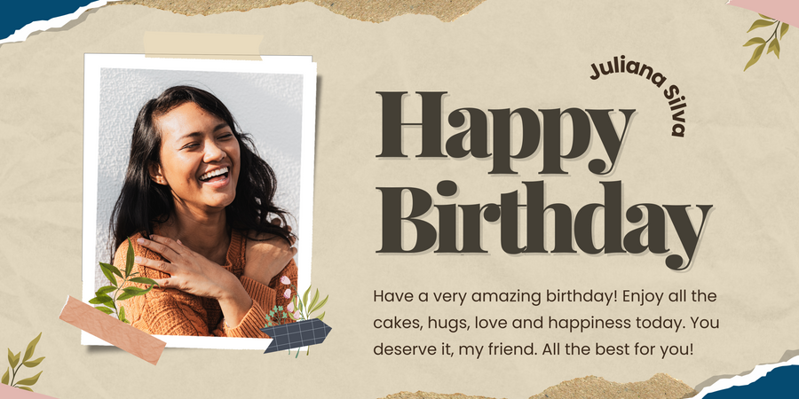 Beige Scrapbook Happy Birthday Banner: Timeless Elegance for Your Celebration - Yalla Printing