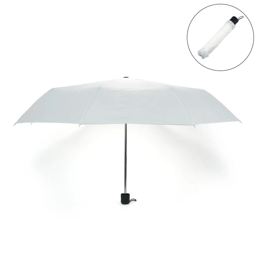 Bi-Fold Umbrella in White with Velcro Closure and Pouch