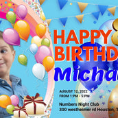 Custom Blue Celebration Balloons Boys Birthday Banner - Personalized Party Decor - Yalla Printing