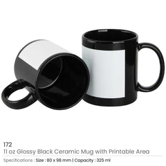 Custom Printed Black Ceramic Mugs With Printable Area - Ceramic | Logo Branding Corporate Gift | UAE Delivery | Yalla Printing UAE