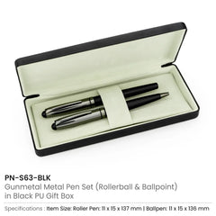 Metal Pens – Black Metal Pen Set with Matte & Glossy Finish in PU Leather Box | Custom Packaging Printing | Free Design Support | Yalla Printing UAE